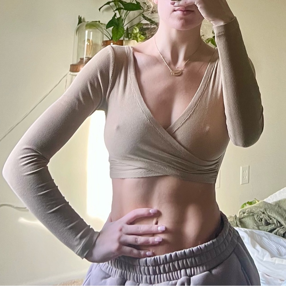 Princess Polly Tan Wrap Crop Top